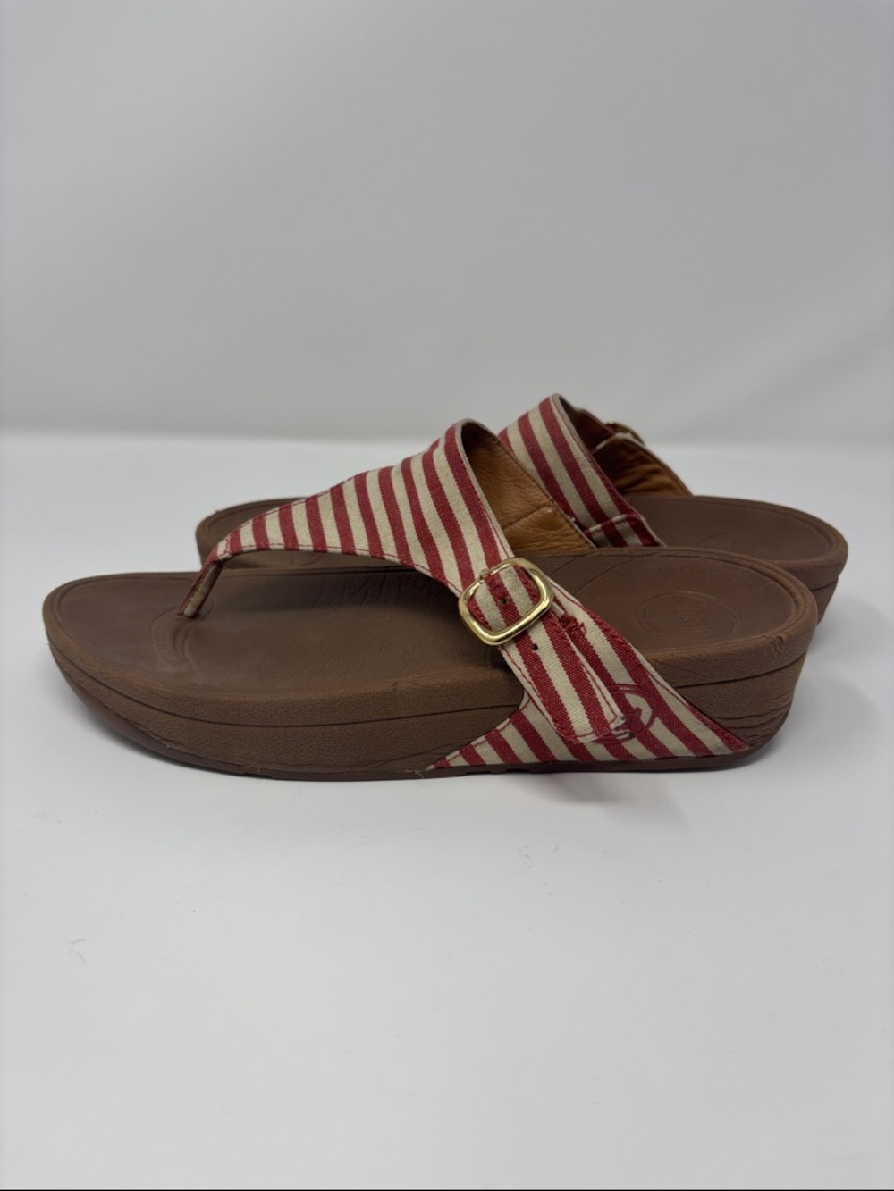 Striped Red and Cream Thong Sandals - Women fitflop 7 - Picture 2 of 8